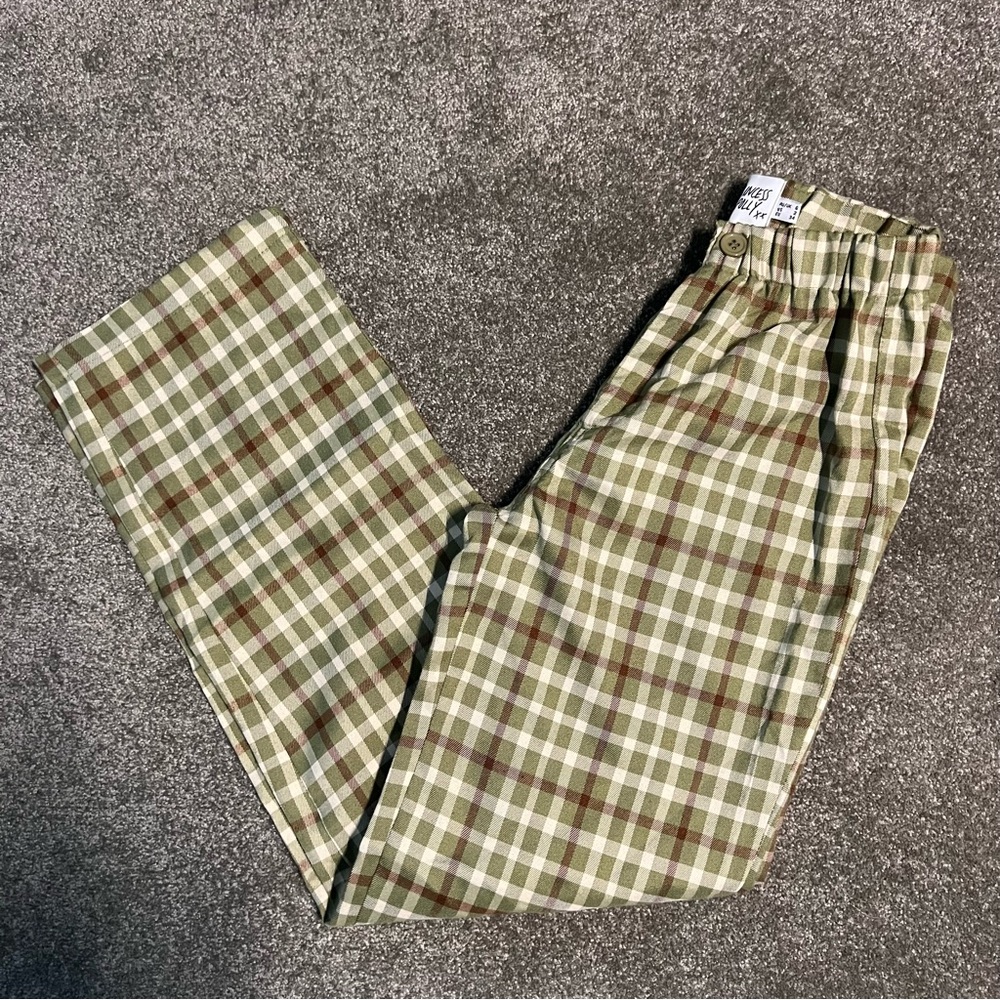 Princess Polly Green and Cream Striped Pants